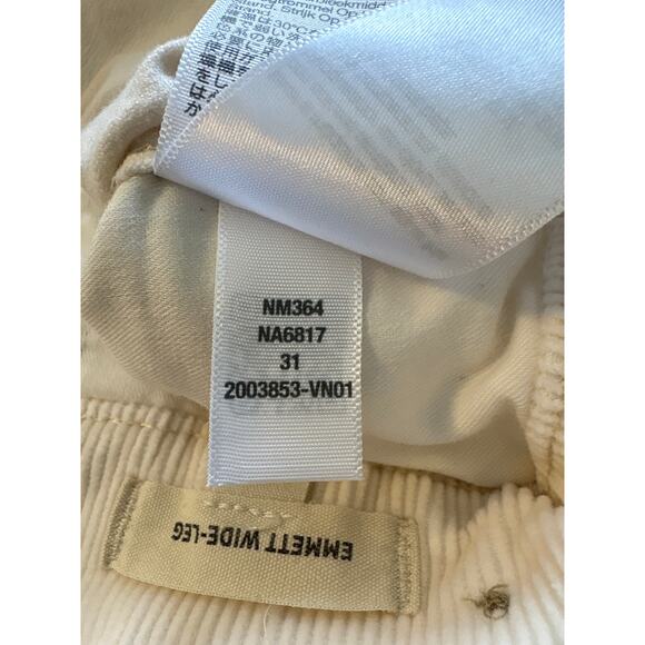 Madewell Emmett 2.0 Wide-Leg Pants in Corduroy Antique Cream Item NM364 Size 31 - Picture 11 of 14